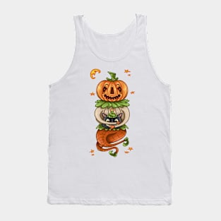 Halloween Pumpkin with Cats Head Tank Top